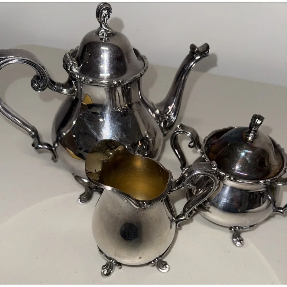 Vintage Wilcox Joanne International Silver Plate Coffee‎ and Tea Set 3 Piece Set